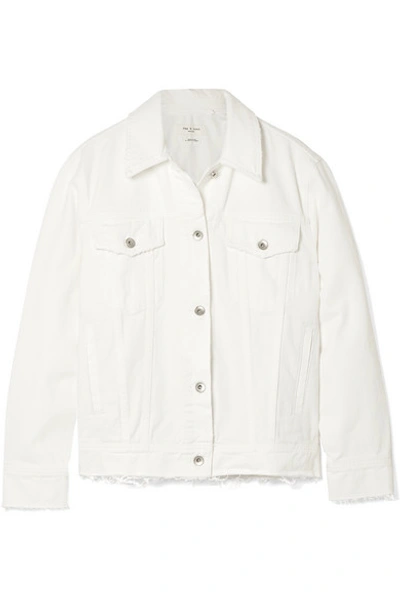 Shop Rag & Bone Frayed Denim Jacket In White