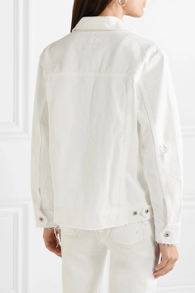 Shop Rag & Bone Frayed Denim Jacket In White