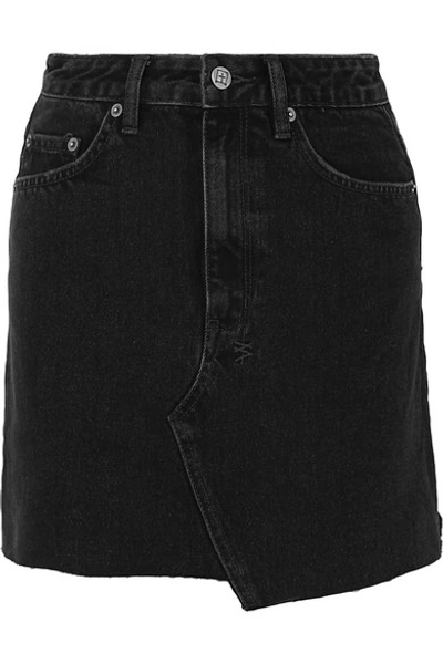 Shop Ksubi Hi Line Mini Venom Distressed Denim Mini Skirt In Black
