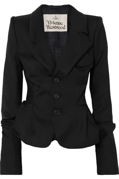 Shop Vivienne Westwood Gathered Wool-twill Blazer In Black