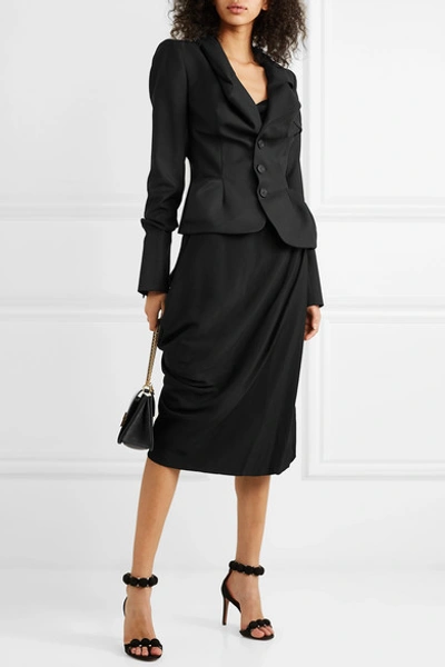 Shop Vivienne Westwood Gathered Wool-twill Blazer In Black