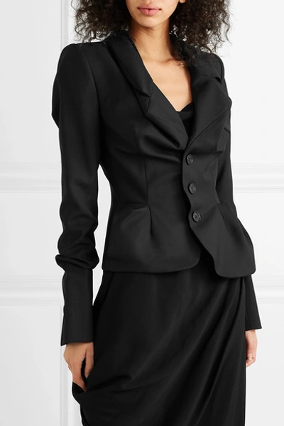 Shop Vivienne Westwood Gathered Wool-twill Blazer In Black