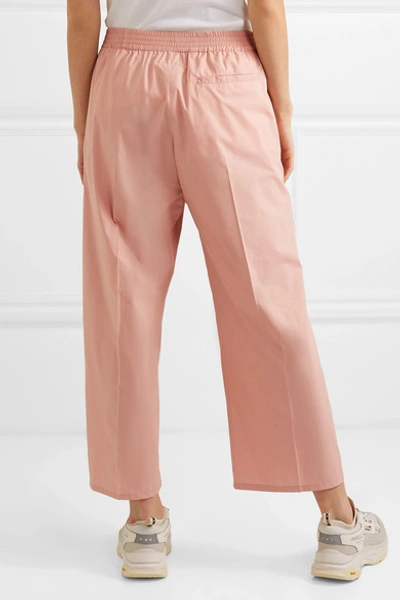 Shop Mm6 Maison Margiela Cropped Cotton-blend Wide-leg Pants In Antique Rose