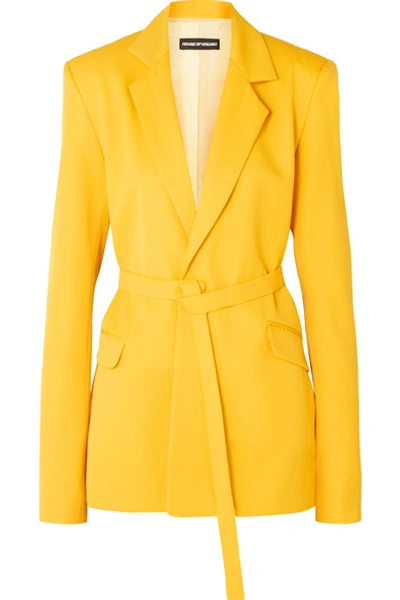 Shop House Of Holland Belted Twill Blazer In Yellow