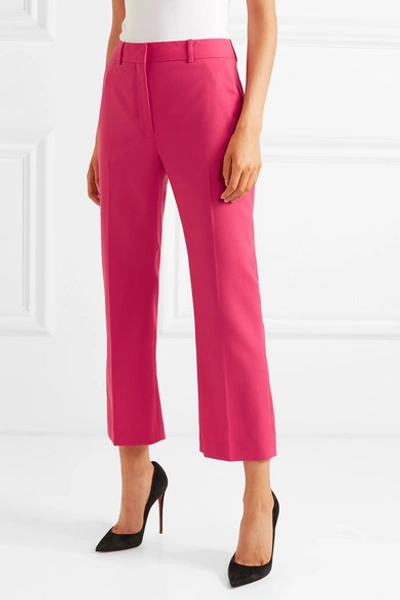 Shop Altuzarra Adler Cropped Stretch-wool Flared Pants In Bright Pink