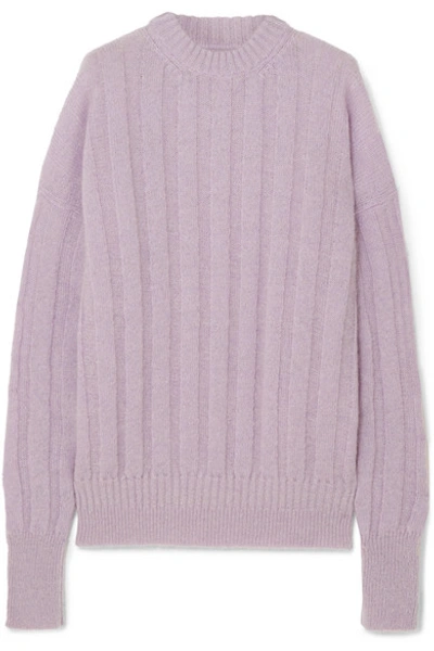 Shop Cecilie Bahnsen Ribbed Wool-blend Sweater In Lavender