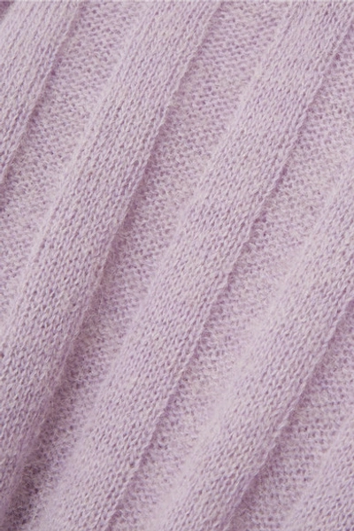 Shop Cecilie Bahnsen Ribbed Wool-blend Sweater In Lavender