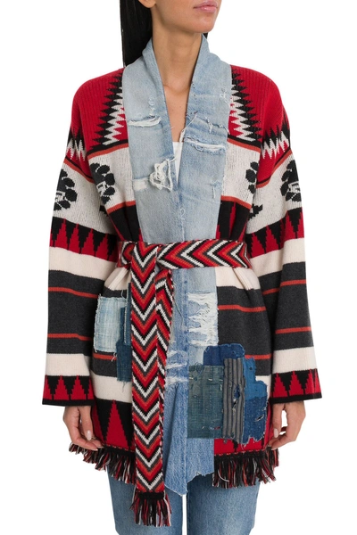 Shop Alanui New Icon Patch Kimono Cashmere Cardigan By Greg Lauren In Multi