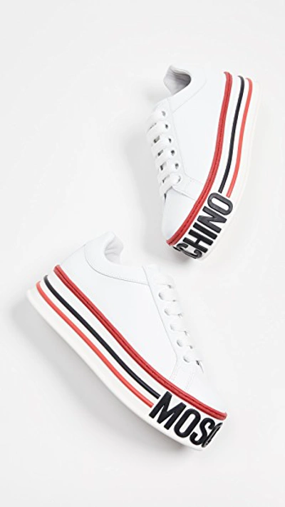Shop Moschino Platform Sneakers In White