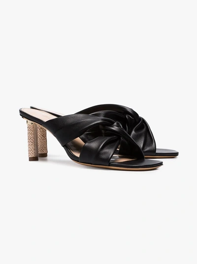 Shop Jacquemus Black Bellagio 70 Crossover Leather Sandals In 101 - Black