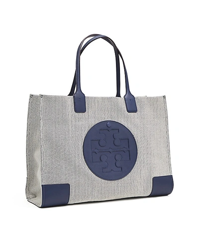 Shop Tory Burch Ella Canvas Tote In Navy Blue