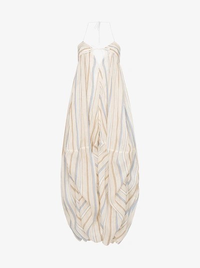 Shop Jacquemus Striped Oversized Dress In Neutrals