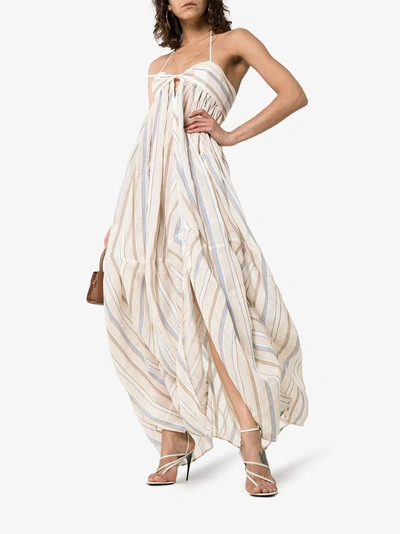 Shop Jacquemus Striped Oversized Dress In Neutrals