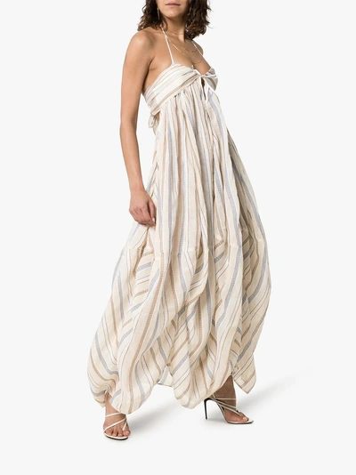 Shop Jacquemus Striped Oversized Dress In Neutrals