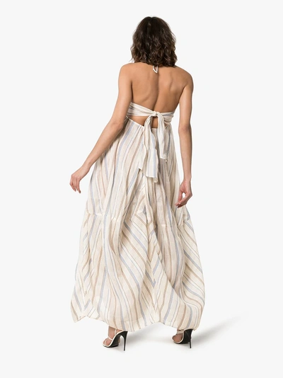 Shop Jacquemus Striped Oversized Dress In Neutrals