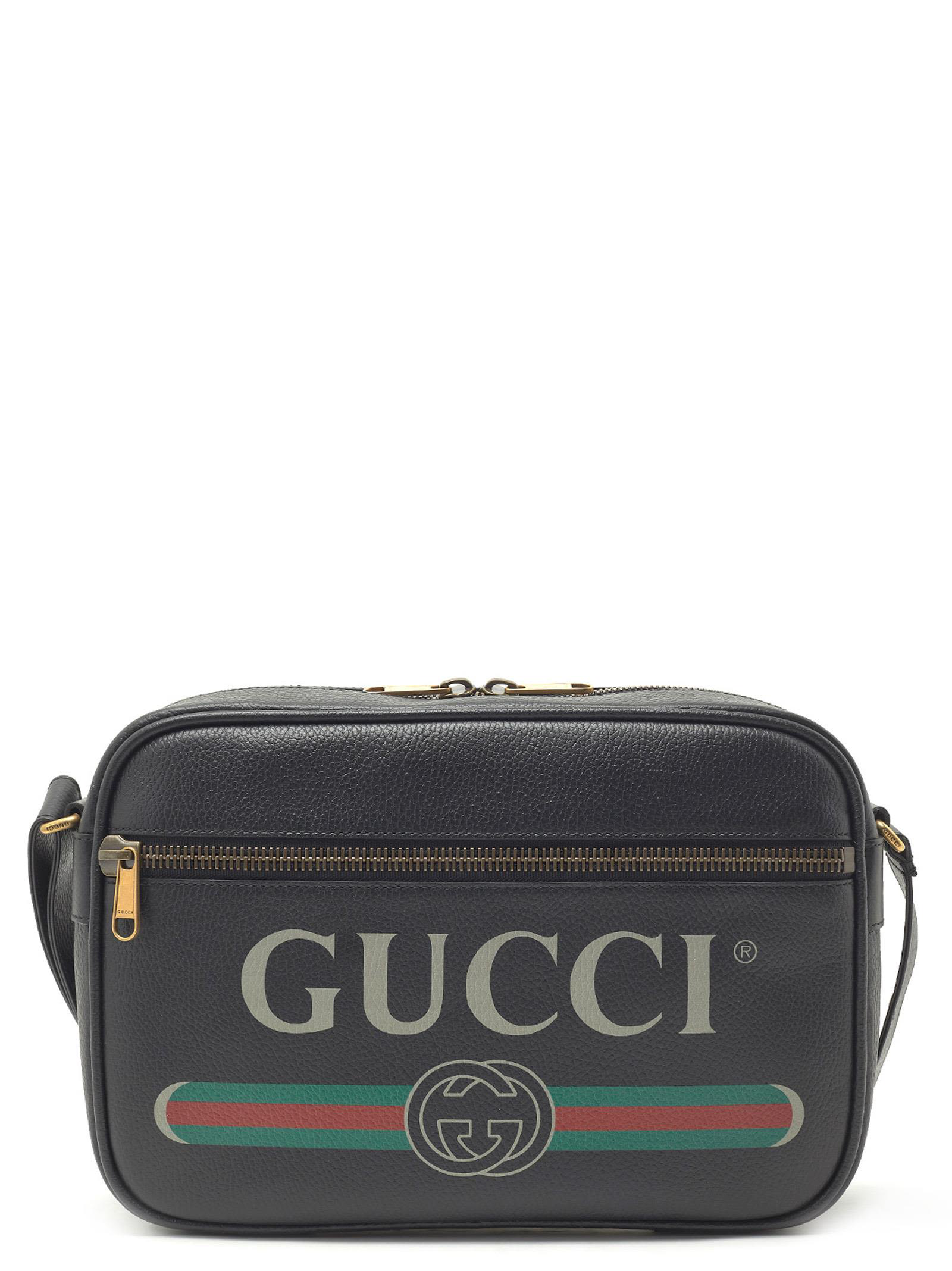 Gucci Logo Print Crossbody Bag In Black 