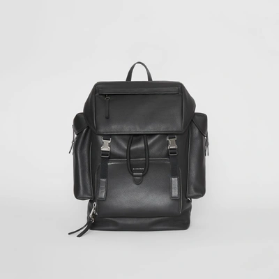Shop Burberry Grainy Leather Backpack In Black