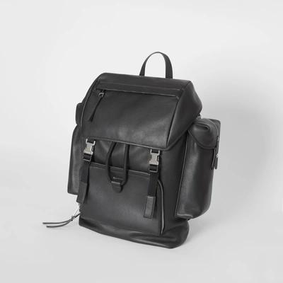 Shop Burberry Grainy Leather Backpack In Black