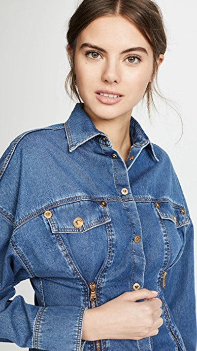 Shop Versace Denim Shirt In Blue