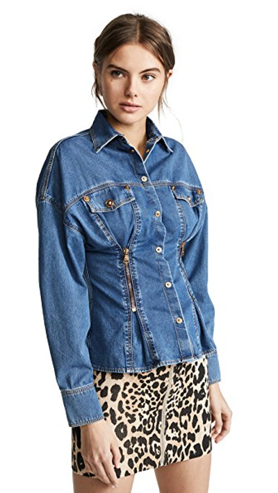 Shop Versace Denim Shirt In Blue