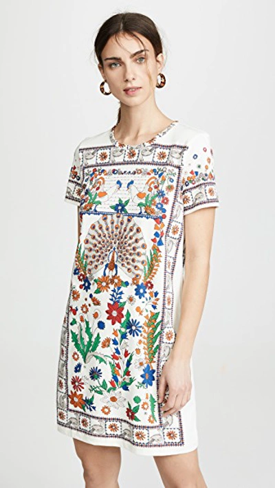 Tory Burch Kerry Crewneck Short-sleeve T-shirt Dress In Ivory Peacock  Meadow | ModeSens