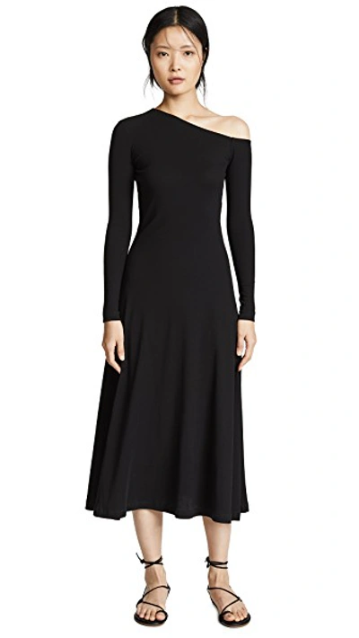 Shop Rosetta Getty One Shoulder Flare Dress In Black