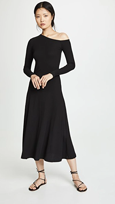 Shop Rosetta Getty One Shoulder Flare Dress In Black