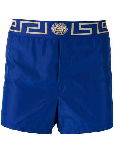 Shop Versace Greca Key Medusa Swim Shorts - Blue