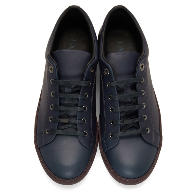 Lanvin Navy Leather Sneakers In 261ocnblu | ModeSens