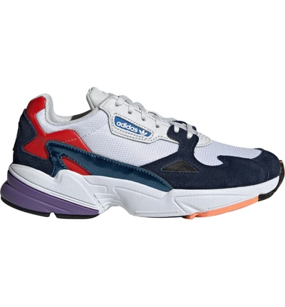 Shop Adidas Originals Falcon Sneaker In Crystal White/ Collegiate Navy