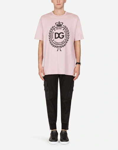 Shop Dolce & Gabbana T-shirt In Cotton With Print In Pink