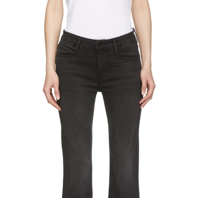 Shop Frame Black Le Crop Mini Boot Micro Shredded Jeans In Foghat