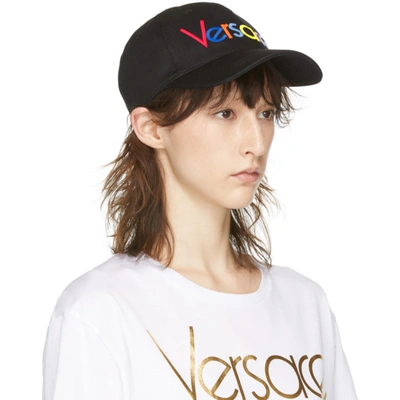 Shop Versace Black Vintage Logo Cap In I008 Black