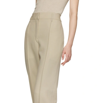 Shop Lemaire Off-white Straight Trousers In 220 Mastic