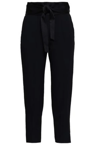 Shop Iro Woman Jeava Cropped Belted Crepe Tapered Pants Black