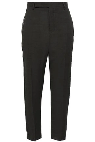 Shop Rick Owens Woman Easy Astaire Cropped Wool-blend Crepe Tapered Pants Army Green
