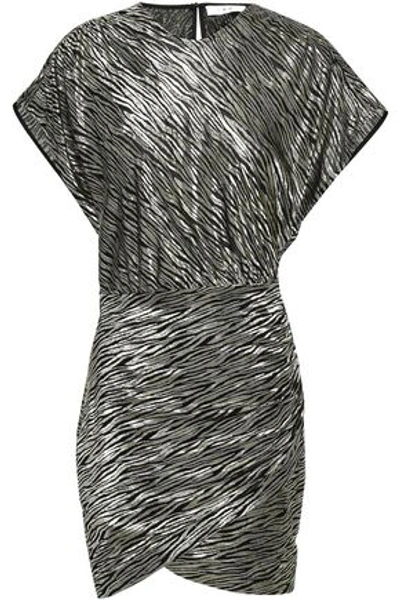 Shop Iro Rassa Metallic Silk-blend Zebra-jacquard Mini Dress In Platinum