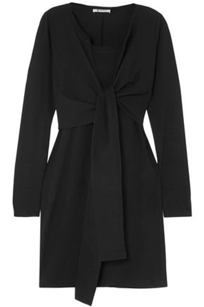 Shop Alexander Wang T Tie-front Cotton-jersey Mini Dress In Black