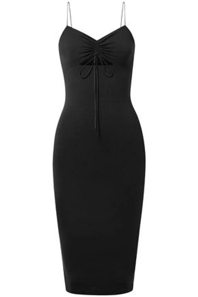 Shop Alexander Wang T Woman Cutout Stretch-modal Jersey Dress Black