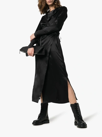 Shop Ann Demeulemeester Seidenkleid Im Wickelstil In Black