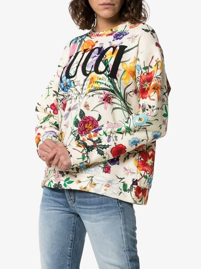 Shop Gucci Oversize Sweatshirt With  Print In Neutrals