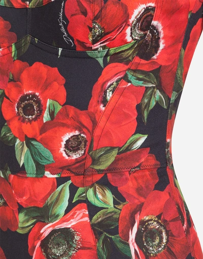Shop Dolce & Gabbana Anemone-print Bustier Bodysuit In Floral Print