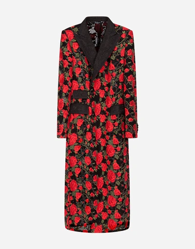 Shop Dolce & Gabbana Double-breasted Macramé Coat In Multi-colored