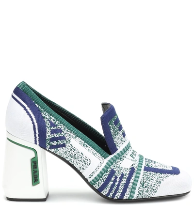 Shop Prada Stretch-knit Pumps In Blue