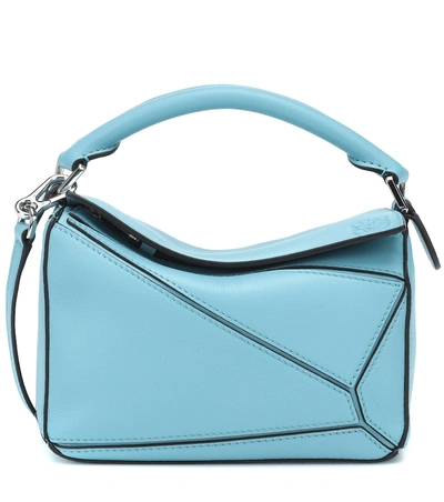 Shop Loewe Puzzle Mini Leather Shoulder Bag In Blue