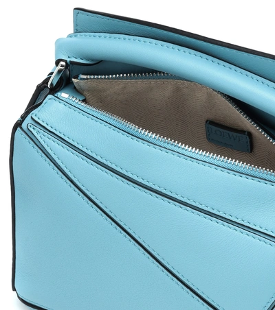 Shop Loewe Puzzle Mini Leather Shoulder Bag In Blue