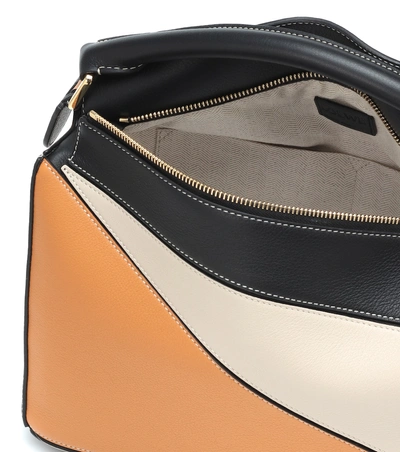 Shop Loewe Puzzle Leather Shoulder Bag In Beige