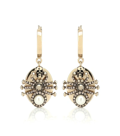 Shop Alexander Mcqueen Spider Crystal-embellished Earrings In Gold