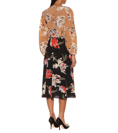 Shop Rochas Floral Silk Midi Dress In Multicoloured