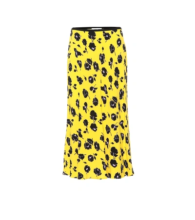 Shop Diane Von Furstenberg Mae Crêpe Midi Skirt In Yellow